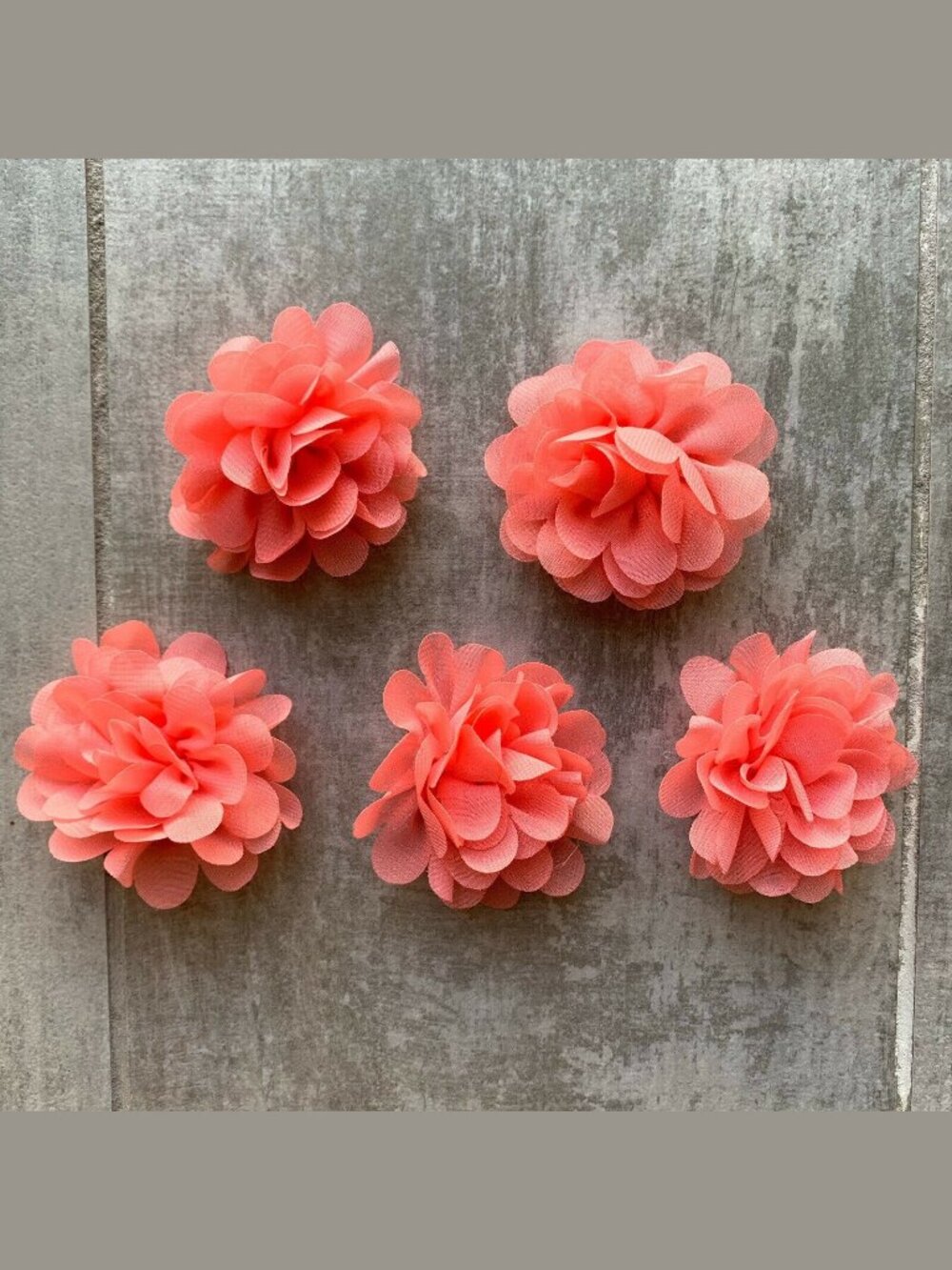 Handmade Set of 5 Chiffon Flower Fridge Refrigerator Magnets Boho Decor Peach